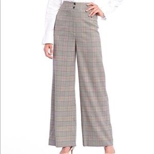 ANTONIO MELANI Gray Plaid Wide Leg Pants